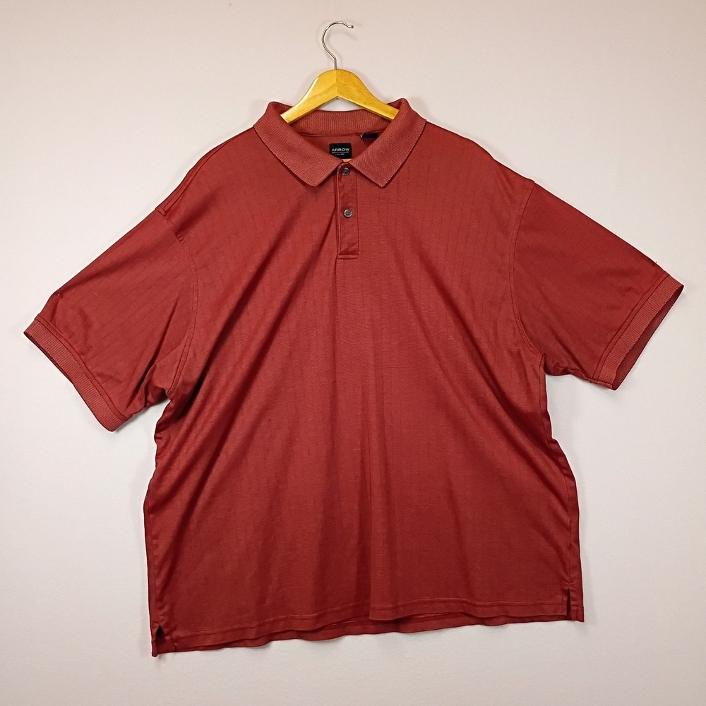 Dadcore Arrow Mens XXL Rust Red Textured Short Sleeve Polo Shirt 179-5365